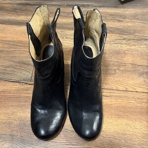 Frye Black Leather Ankle Boots